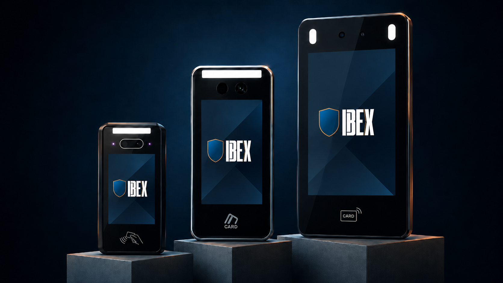 Ibex Ez line family — Ez400, Ez500 and Ez800 facial and palm-vein devices.