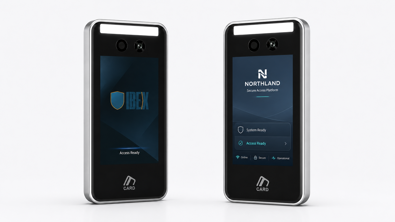 The same Ibex Ez device shown with two brands, Ibex and Northland, illustrating white-label and OEM